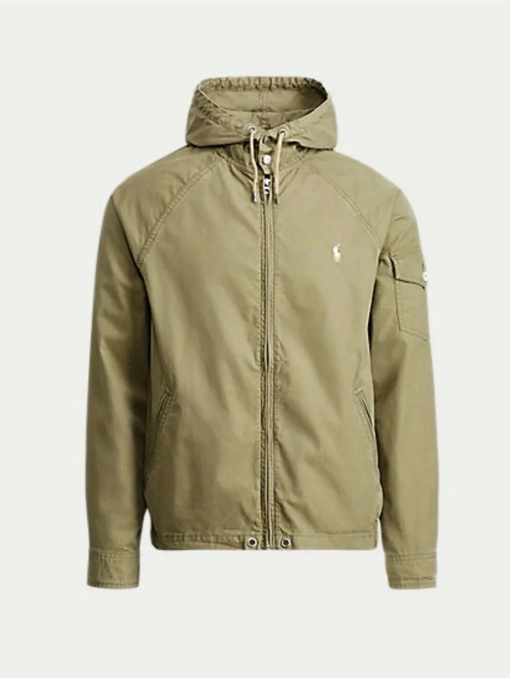 Polo Ralph Lauren Full Zip Hooded Windbreaker Cotton Blend Olive Green Sz Xl - Picture 1 of 16